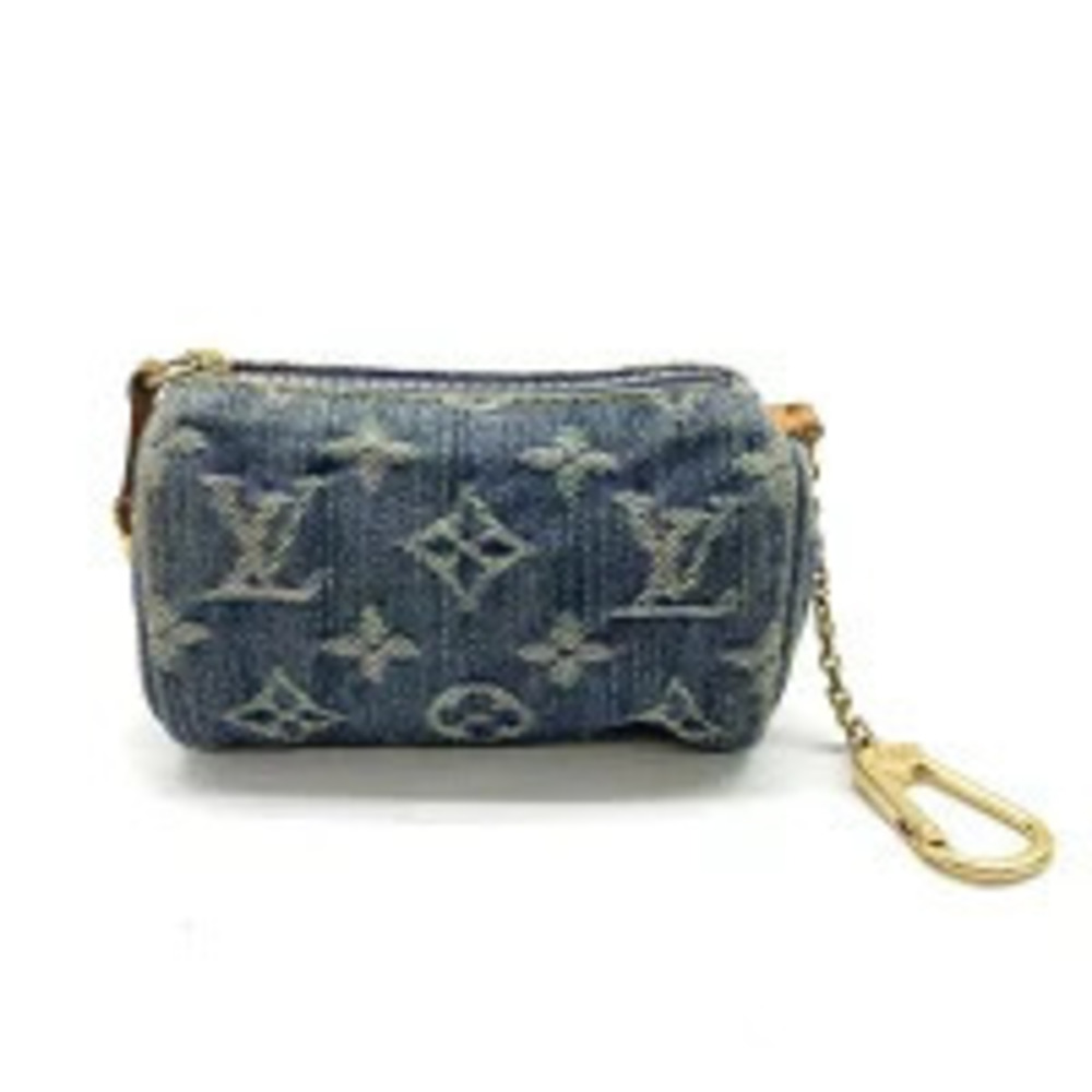 Louis Vuitton Trousse Speedy Monogram Denim Blue Pouch Clutch Charm